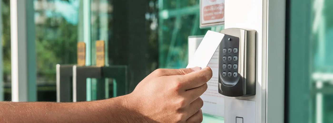 using a keycard on a secured entry